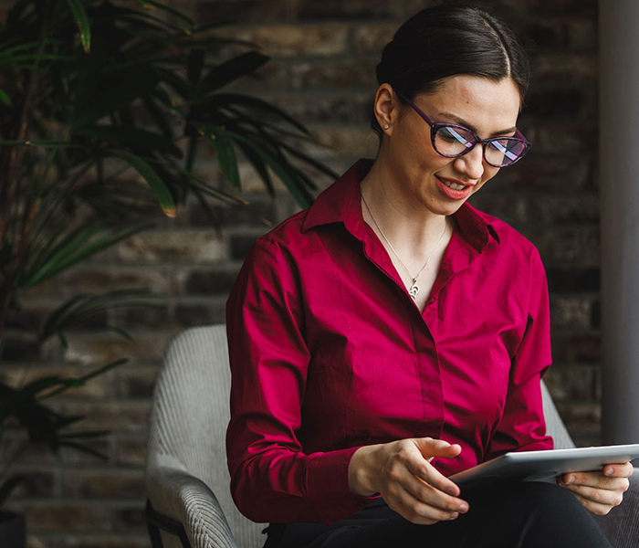 Woman watching video